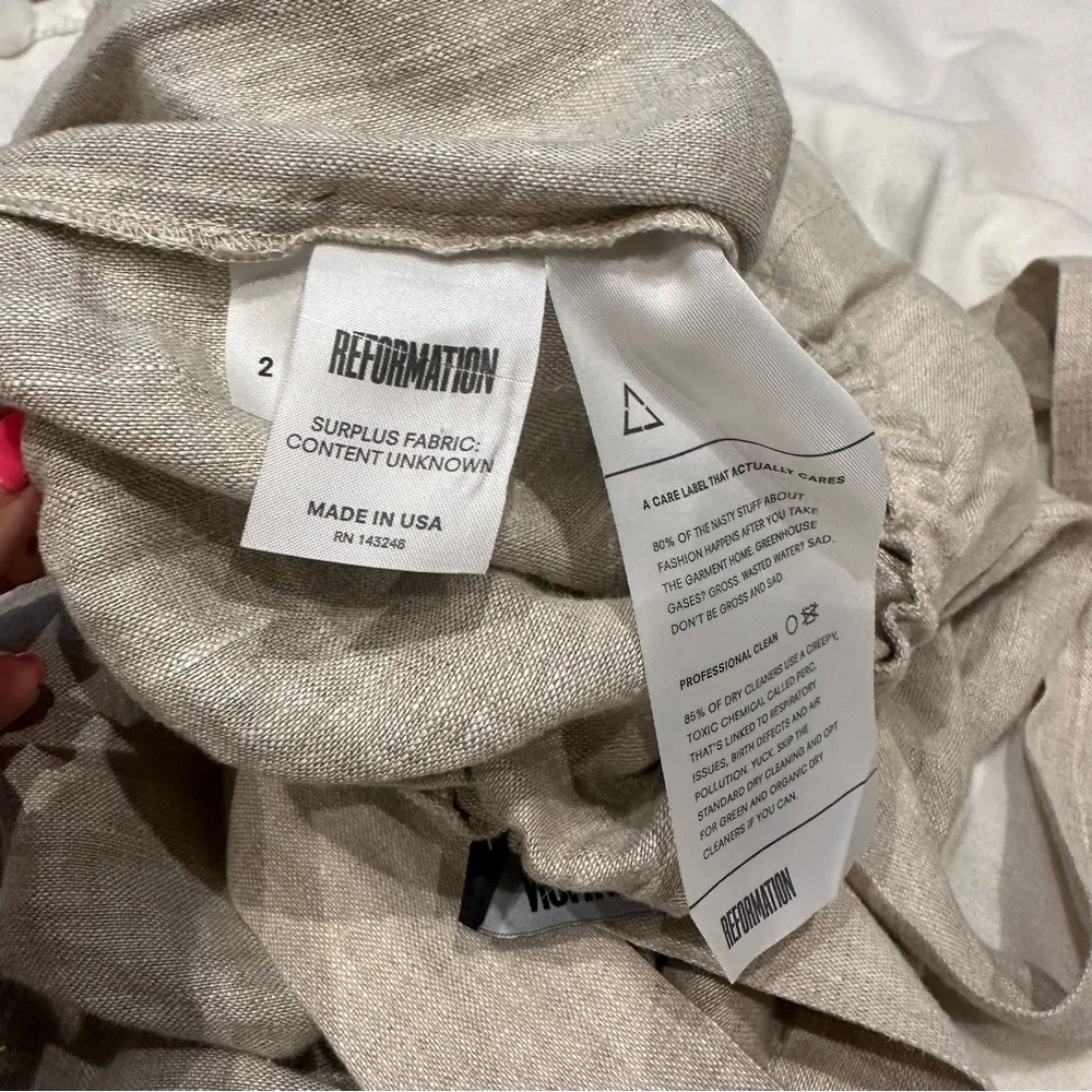 Reformation Linen Trace Jumpsuit in Oatmeal Size 2